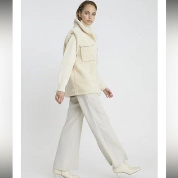 deluc motorhead ivory off white cozy sherpa knit combo shacket jacket coat small - Picture 3 of 8